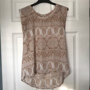 Tan and White Blouse